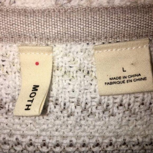 Moth Anthropologie White Open Front Sweater Large - Picture 5 of 5
